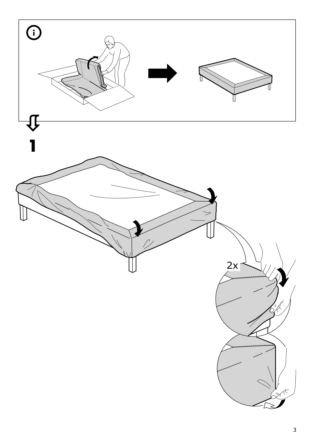 Assembly instructions for IKEA Espevaer cover dark gray | Page 3 - IKEA ESPEVÄR slatted mattress base with legs 292.079.05