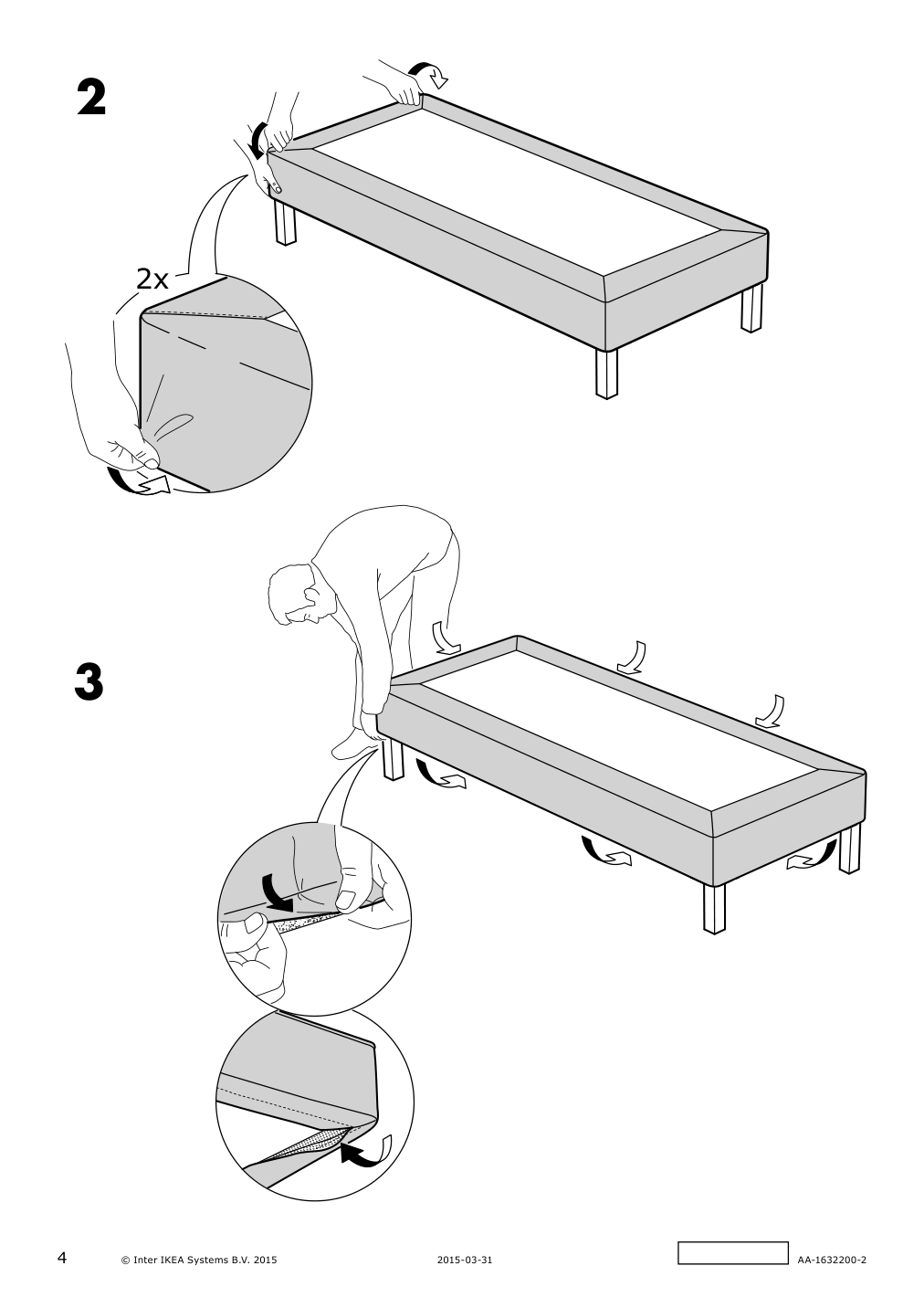 Assembly instructions for IKEA Espevaer cover dark gray | Page 4 - IKEA ESPEVÄR slatted mattress base for bed frame 691.566.02