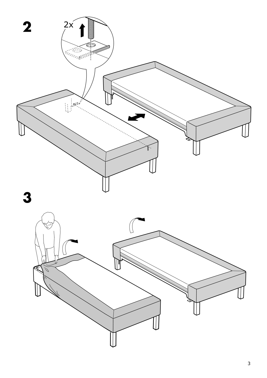 Assembly instructions for IKEA Espevaer cover dark gray | Page 3 - IKEA ESPEVÄR slatted mattress base with legs 392.080.75