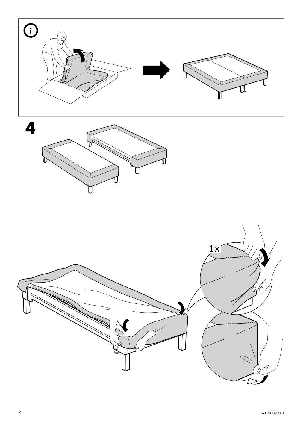 Assembly instructions for IKEA Espevaer cover dark gray | Page 4 - IKEA ESPEVÄR slatted mattress base with legs 392.080.75