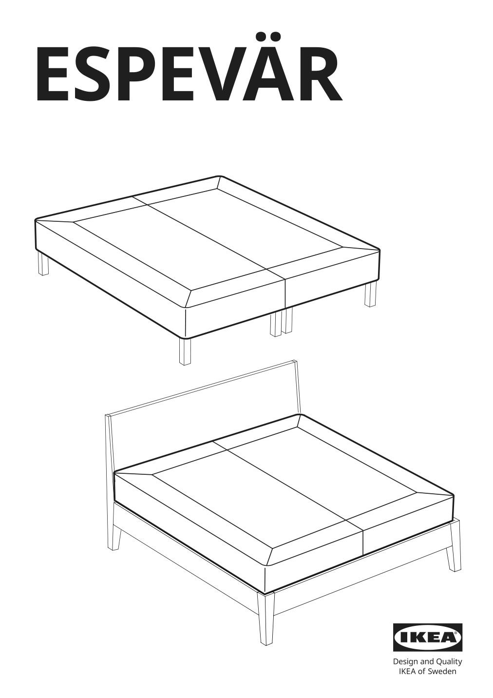 Assembly instructions for IKEA Espevaer mattress base | Page 1 - IKEA ESPEVÄR slatted mattress base with legs 392.080.75