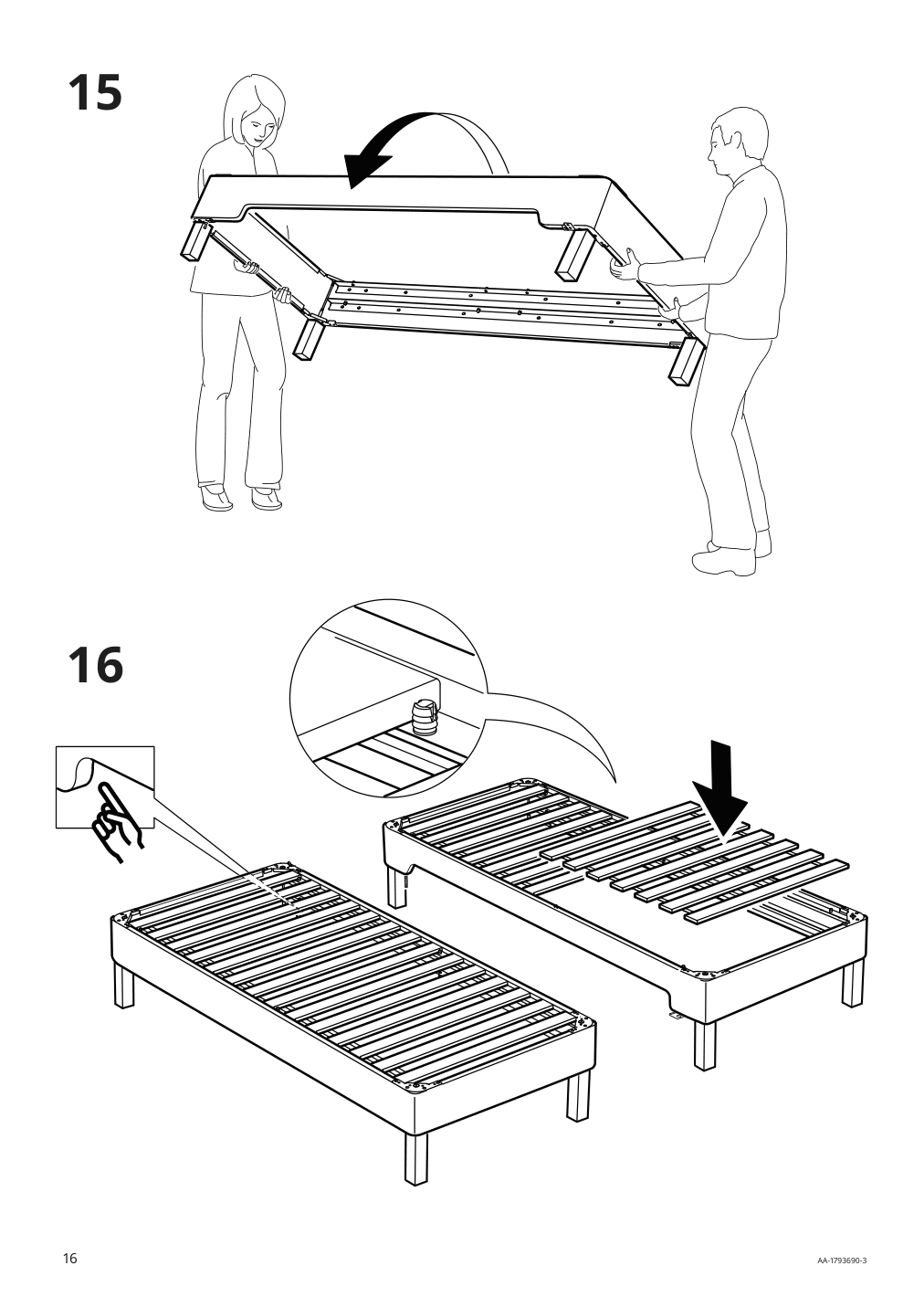 Assembly instructions for IKEA Espevaer mattress base | Page 16 - IKEA ESPEVÄR slatted mattress base with legs 392.080.75