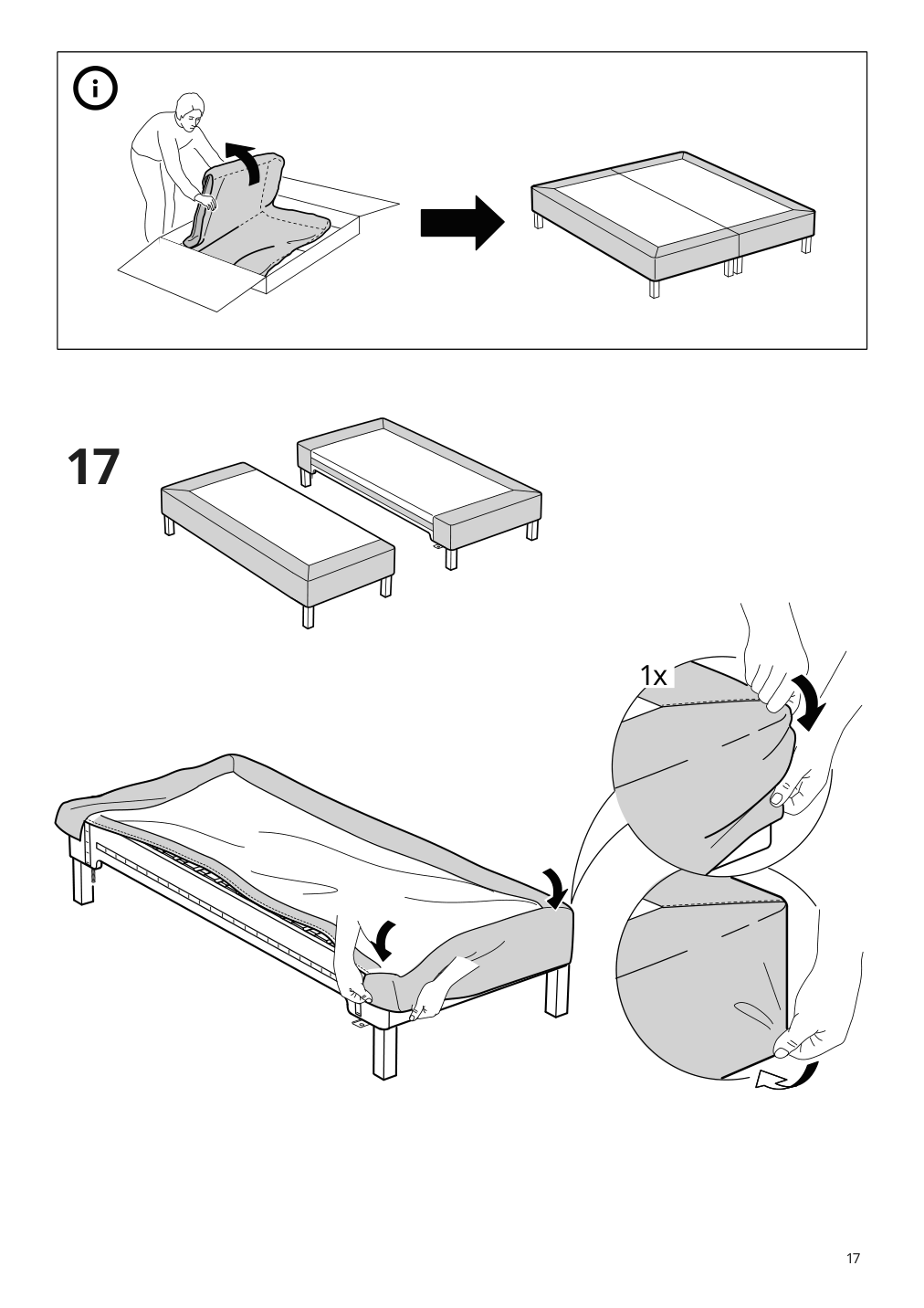 Assembly instructions for IKEA Espevaer mattress base | Page 17 - IKEA ESPEVÄR slatted mattress base with legs 392.080.75