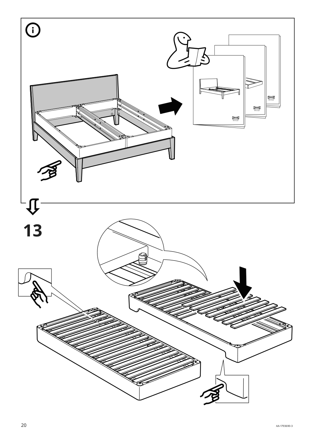 Assembly instructions for IKEA Espevaer mattress base | Page 20 - IKEA ESPEVÄR slatted mattress base with legs 392.080.75