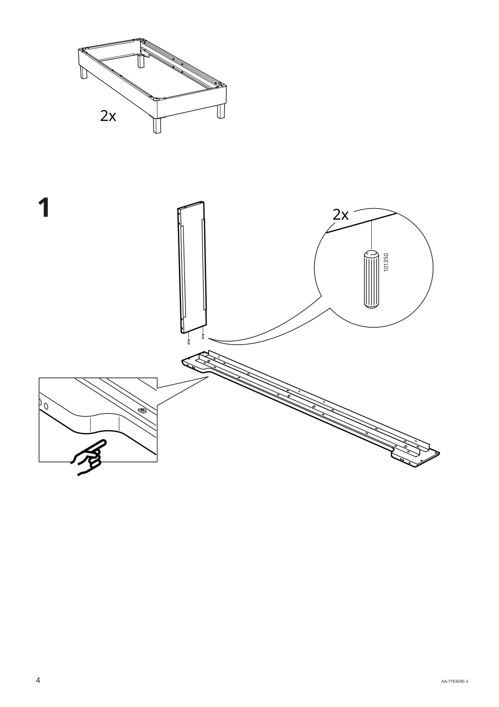 Assembly instructions for IKEA Espevaer mattress base | Page 4 - IKEA ESPEVÄR slatted mattress base with legs 392.080.75