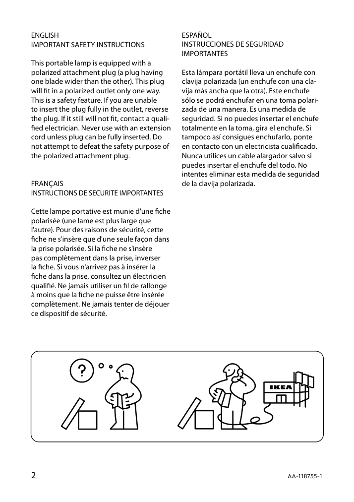 Assembly instructions for IKEA Fado table lamp white | Page 2 - IKEA FADO table lamp 800.963.72