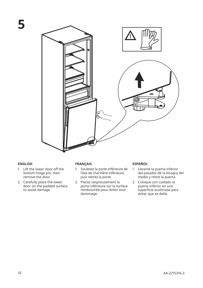 Assembly instructions for IKEA Faerskhet bottom freezer refrigerator stainless steel color | Page 10 - IKEA FÄRSKHET bottom-freezer refrigerator 304.621.55