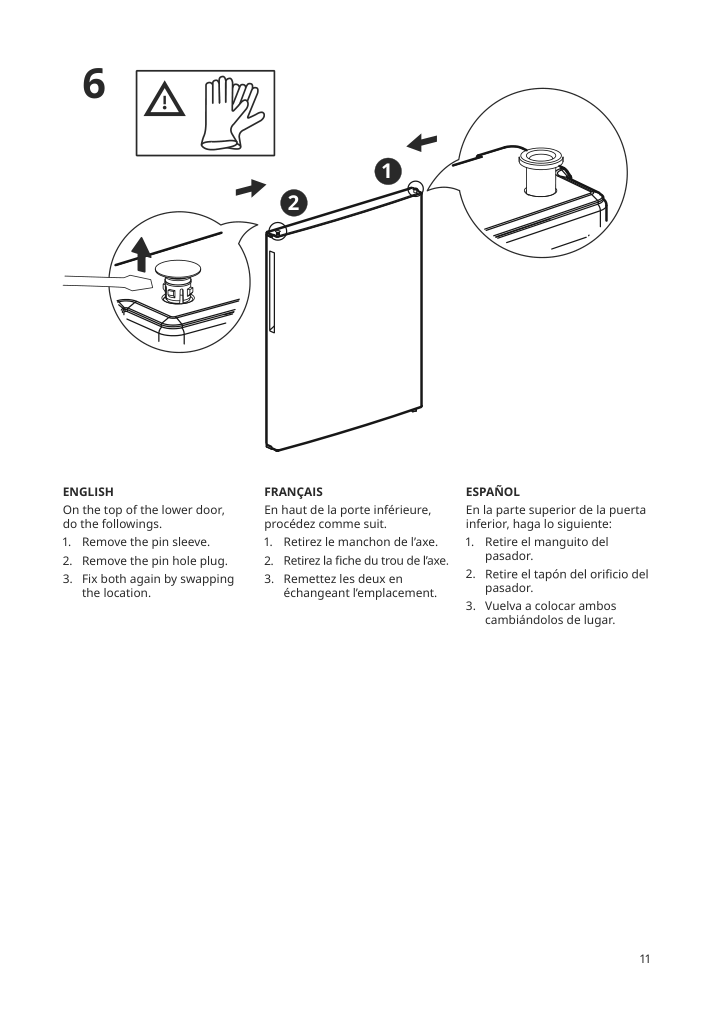 Assembly instructions for IKEA Faerskhet bottom freezer refrigerator stainless steel color | Page 11 - IKEA FÄRSKHET bottom-freezer refrigerator 304.621.55