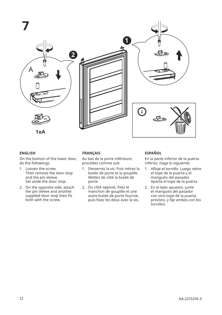 Assembly instructions for IKEA Faerskhet bottom freezer refrigerator stainless steel color | Page 12 - IKEA FÄRSKHET bottom-freezer refrigerator 304.621.55