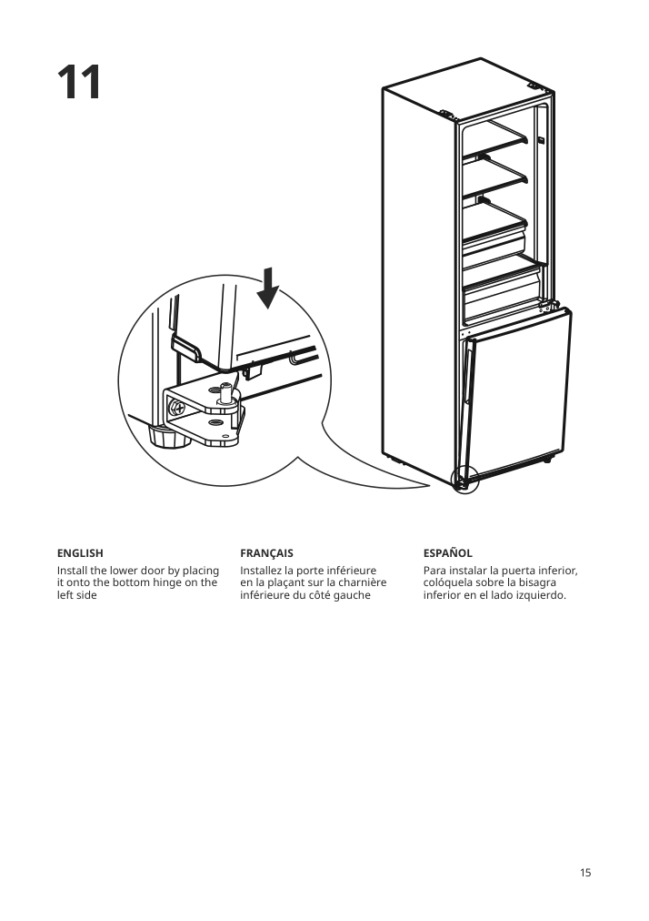 Assembly instructions for IKEA Faerskhet bottom freezer refrigerator stainless steel color | Page 15 - IKEA FÄRSKHET bottom-freezer refrigerator 304.621.55