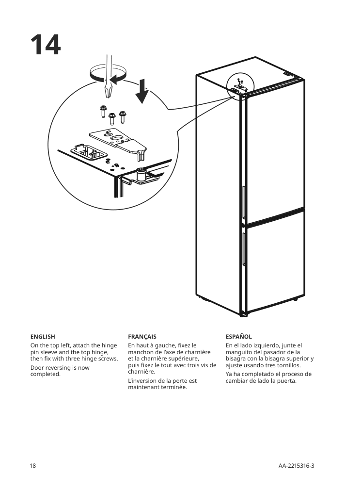 Assembly instructions for IKEA Faerskhet bottom freezer refrigerator stainless steel color | Page 18 - IKEA FÄRSKHET bottom-freezer refrigerator 304.621.55