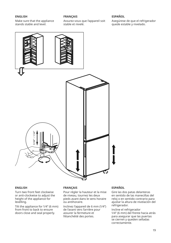 Assembly instructions for IKEA Faerskhet bottom freezer refrigerator stainless steel color | Page 19 - IKEA FÄRSKHET bottom-freezer refrigerator 304.621.55