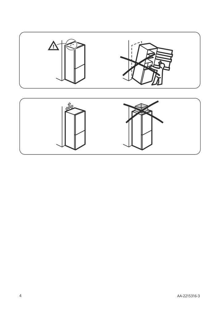 Assembly instructions for IKEA Faerskhet bottom freezer refrigerator stainless steel color | Page 4 - IKEA FÄRSKHET bottom-freezer refrigerator 304.621.55