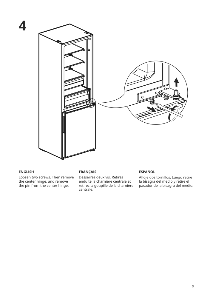 Assembly instructions for IKEA Faerskhet bottom freezer refrigerator stainless steel color | Page 9 - IKEA FÄRSKHET bottom-freezer refrigerator 304.621.55