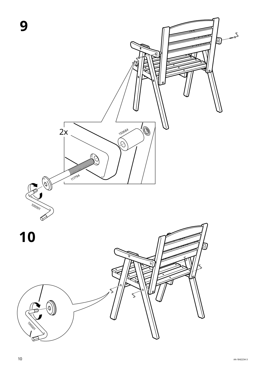 Assembly instructions for IKEA Falholmen armchair outdoor light brown stained | Page 10 - IKEA FALHOLMEN table and 4 armchairs, outdoor 692.867.69