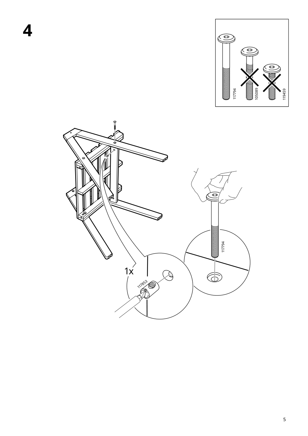 Assembly instructions for IKEA Falholmen armchair outdoor light brown stained | Page 5 - IKEA FALHOLMEN table and 4 armchairs, outdoor 794.138.42