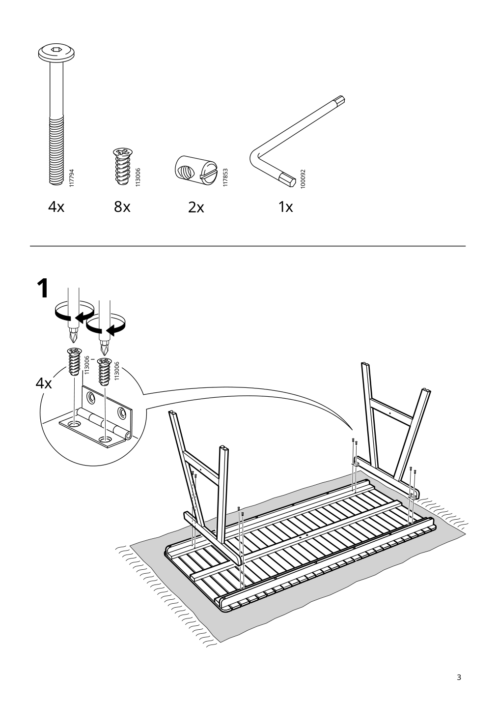 Assembly instructions for IKEA Falholmen table outdoor light brown stained | Page 3 - IKEA FALHOLMEN table and 4 armchairs, outdoor 692.867.69