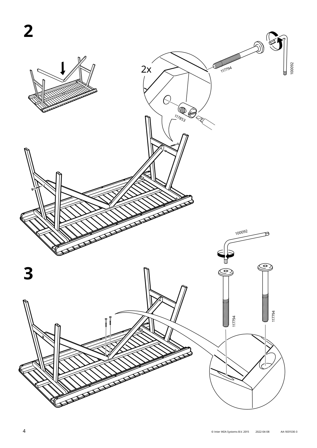 Assembly instructions for IKEA Falholmen table outdoor light brown stained | Page 4 - IKEA FALHOLMEN table and 4 armchairs, outdoor 492.690.11