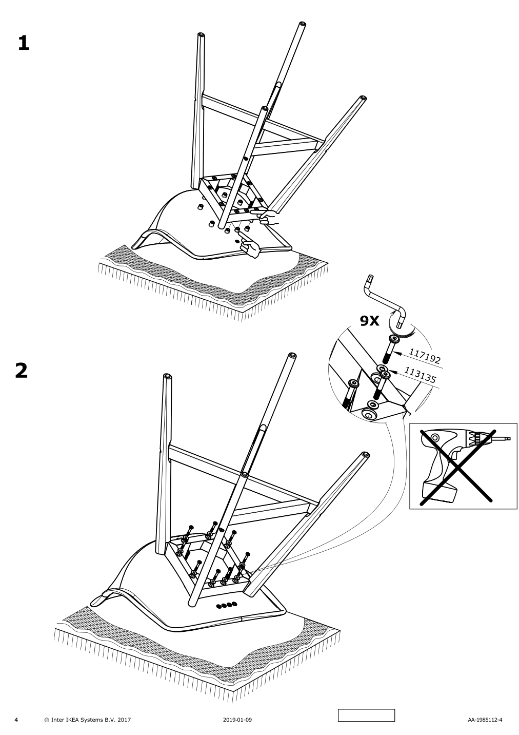 Assembly instructions for IKEA Fanbyn barstool frame brown wood effect | Page 4 - IKEA FANBYN barstool frame 904.149.58