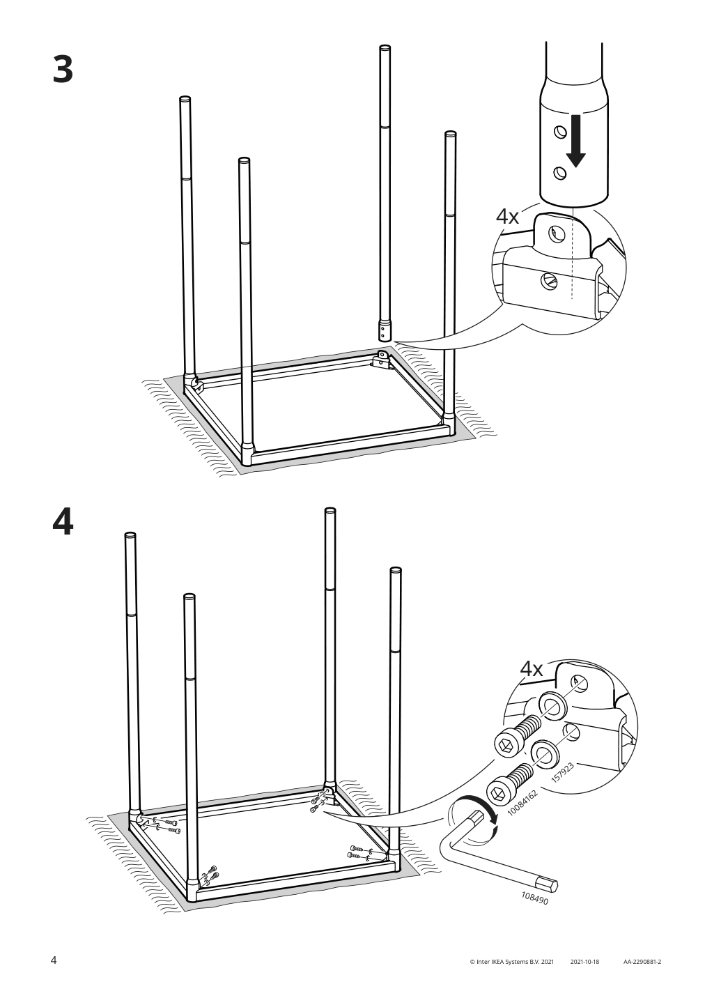 Assembly instructions for IKEA Fejan table outdoor white | Page 4 - IKEA FEJAN table and 2 folding chairs, outdoor 594.349.49