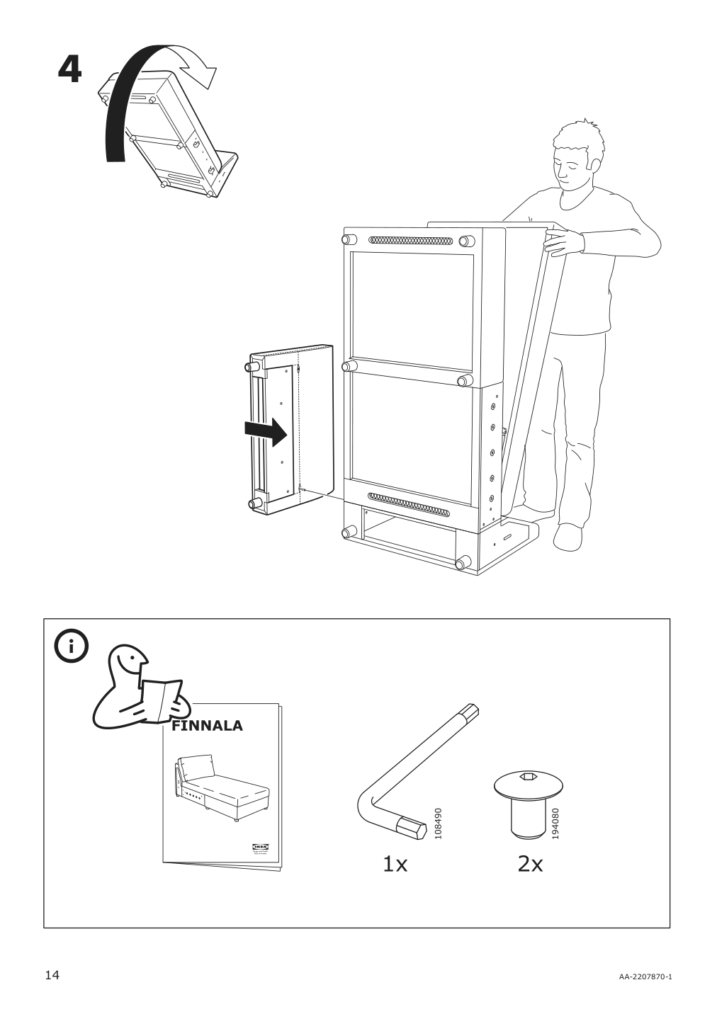 Assembly instructions for IKEA Finnala armrest grann bomstad golden brown | Page 14 - IKEA FINNALA 3-seat sleeper sofa with chaise 295.756.86