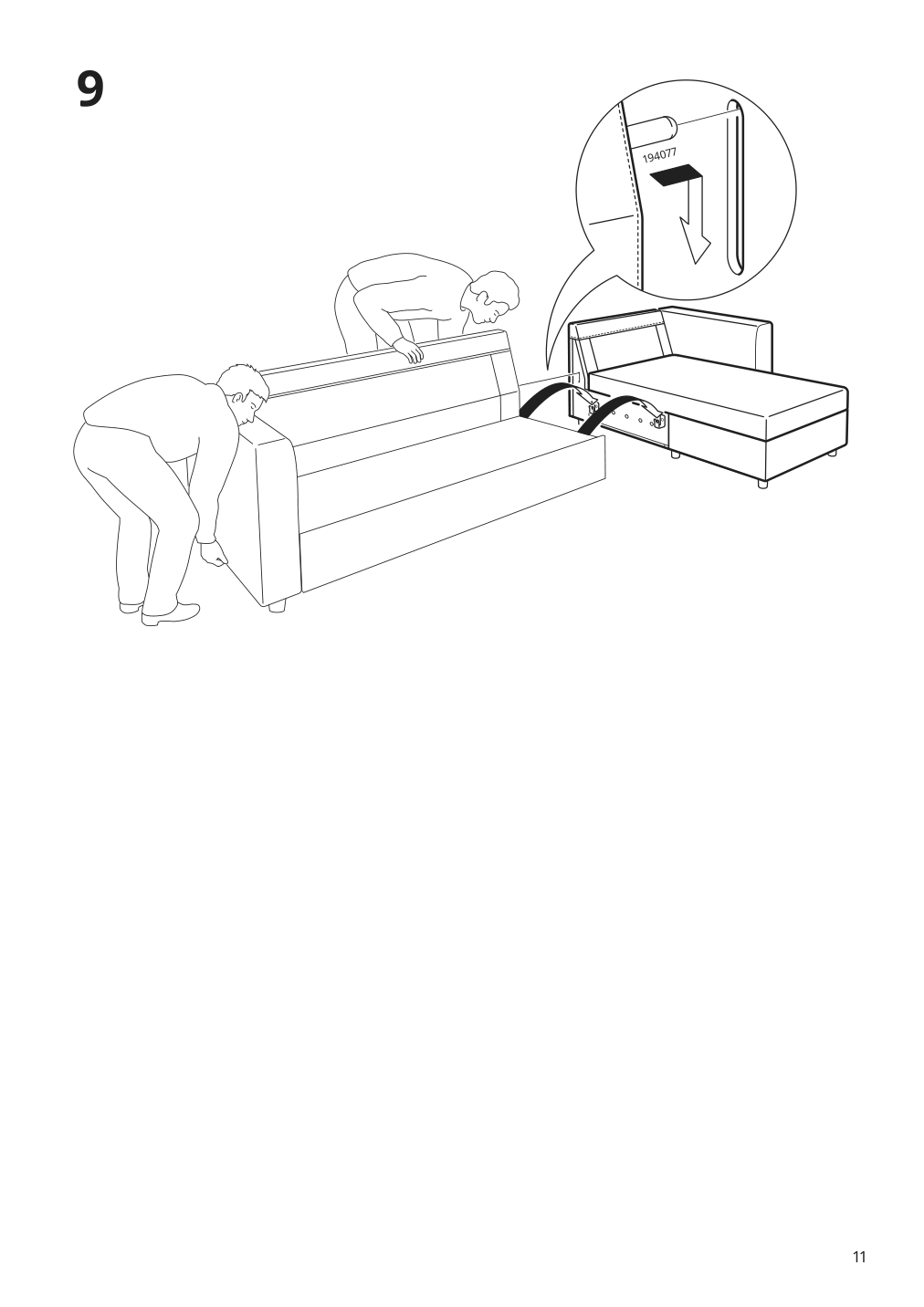 Assembly instructions for IKEA Finnala chaise section grann bomstad golden brown | Page 11 - IKEA FINNALA sofa 993.361.31