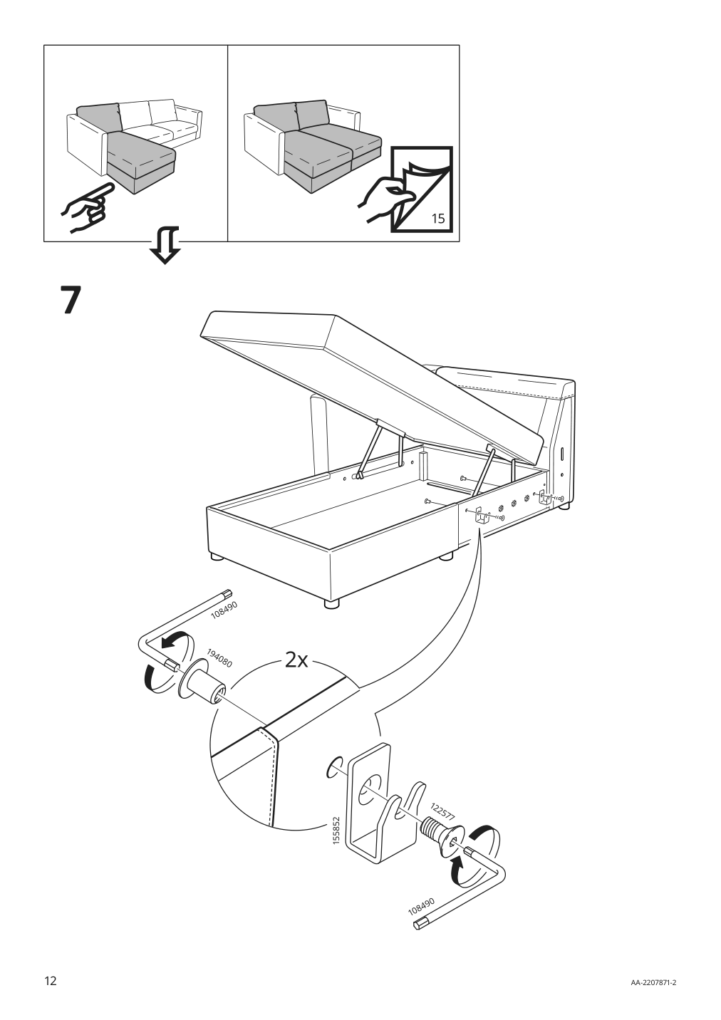 Assembly instructions for IKEA Finnala chaise section grann bomstad black | Page 12 - IKEA FINNALA crnr sleeper sofa, 5-seat w chaise 695.756.70