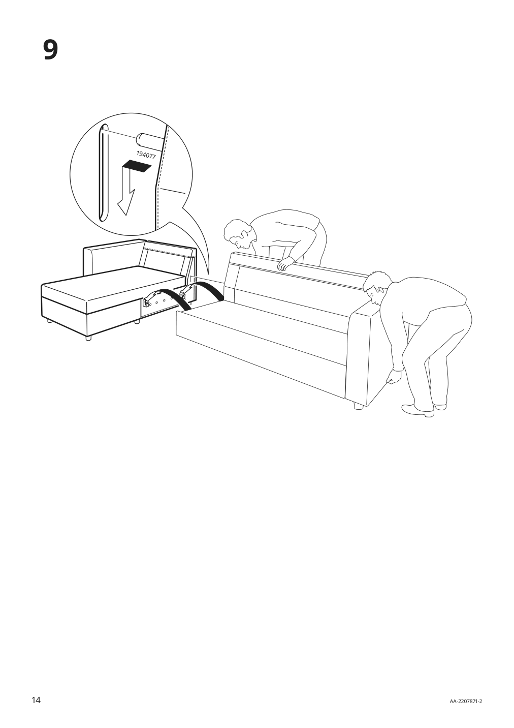 Assembly instructions for IKEA Finnala chaise section grann bomstad golden brown | Page 14 - IKEA FINNALA sofa with chaise 795.757.35