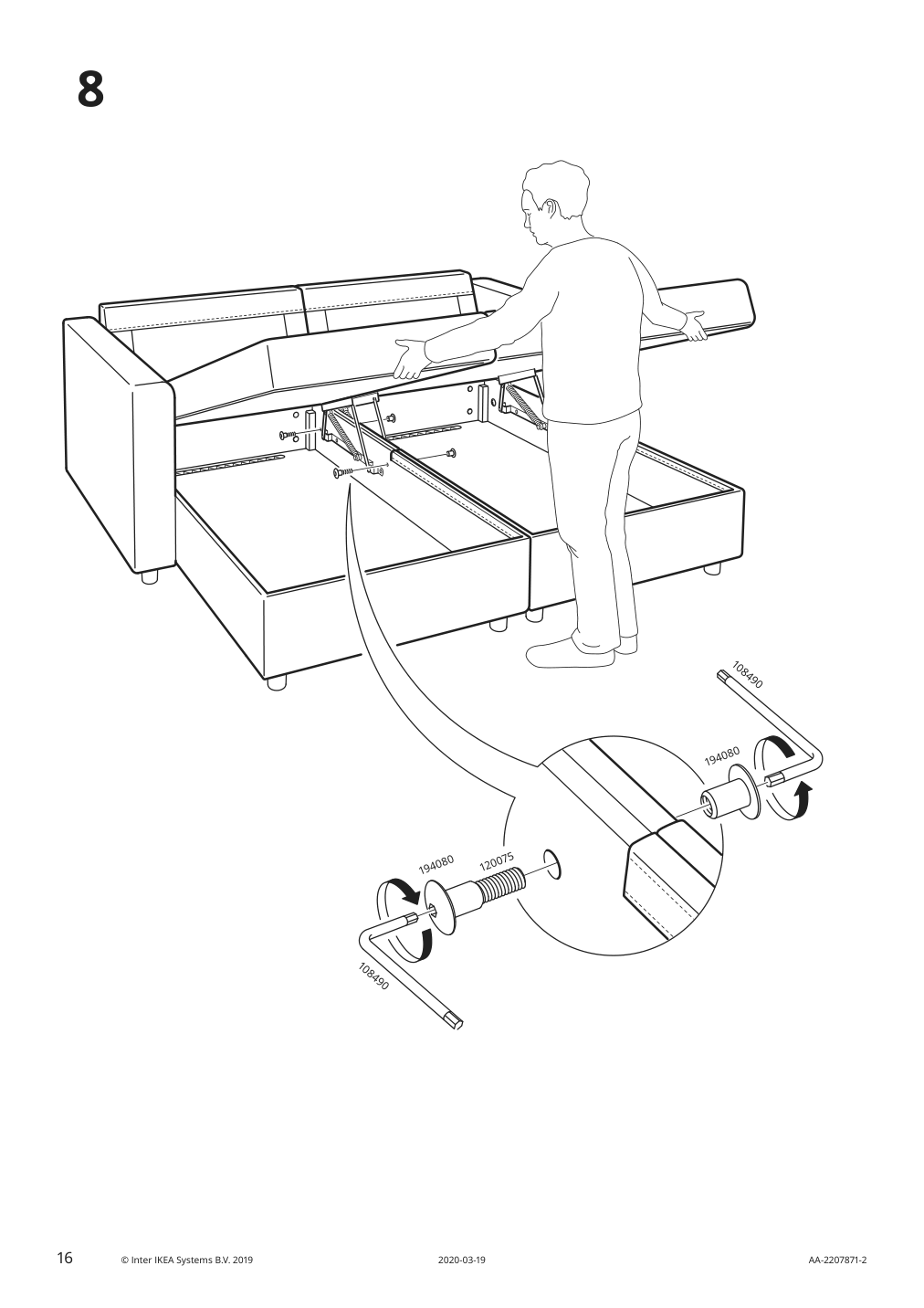 Assembly instructions for IKEA Finnala chaise section grann bomstad golden brown | Page 16 - IKEA FINNALA sectional, 4-seat with chaise 395.757.37