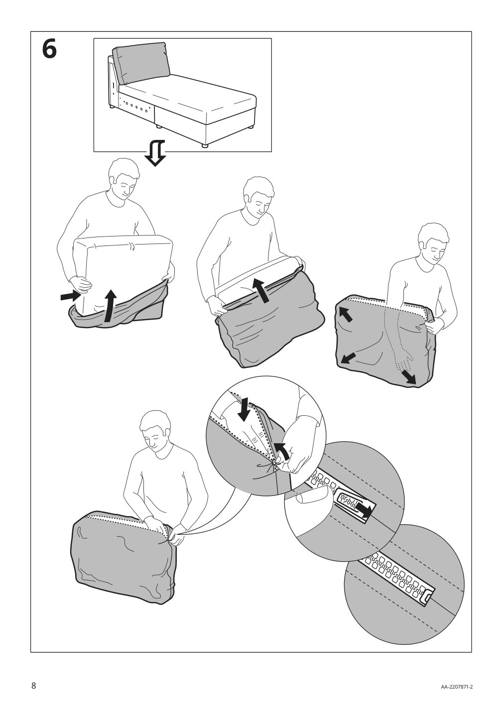 Assembly instructions for IKEA Finnala chaise section grann bomstad black | Page 8 - IKEA FINNALA crnr sleeper sofa, 5-seat w chaise 695.756.70