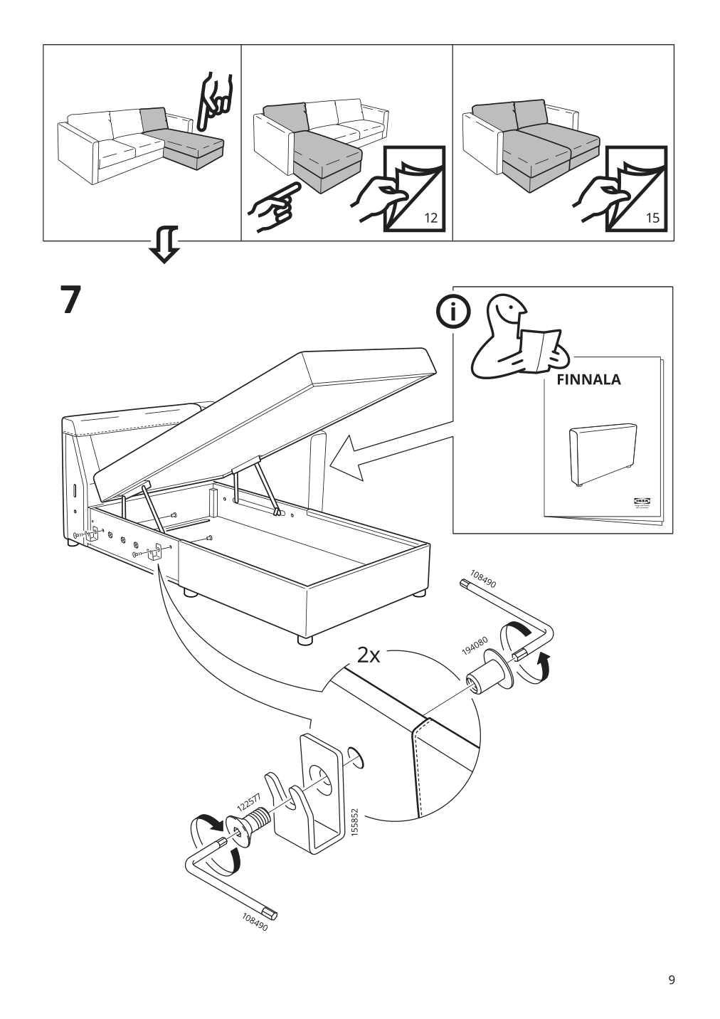 Assembly instructions for IKEA Finnala chaise section grann bomstad golden brown | Page 9 - IKEA FINNALA sectional, 4-seat with chaise 395.757.37