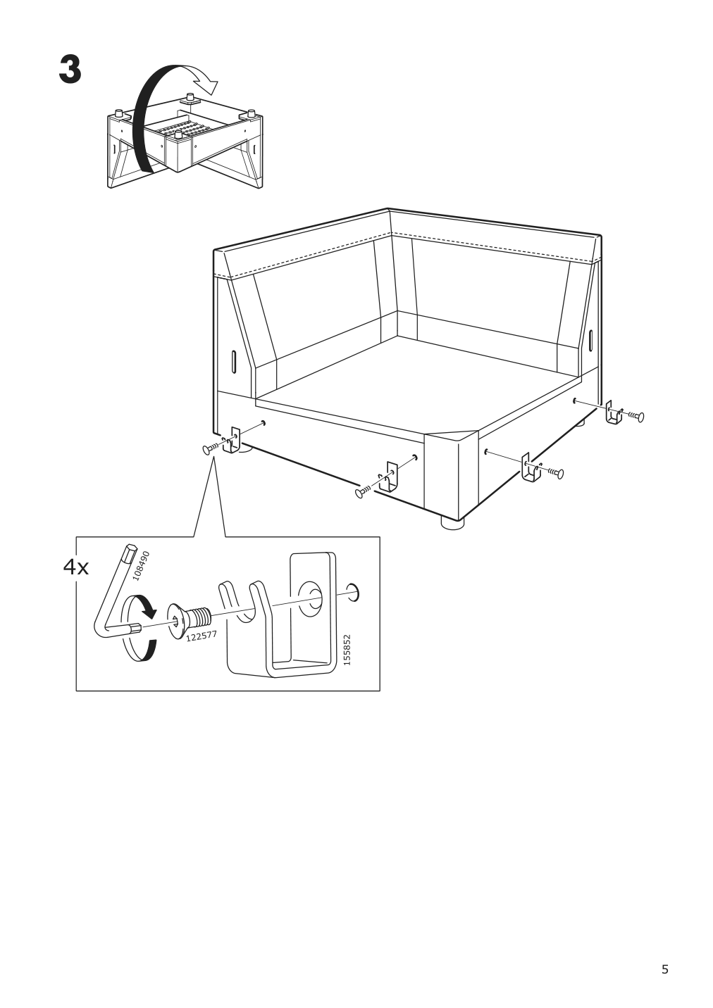 Assembly instructions for IKEA Finnala corner section grann bomstad golden brown | Page 5 - IKEA FINNALA corner sleeper sofa, 5-seat 895.428.10