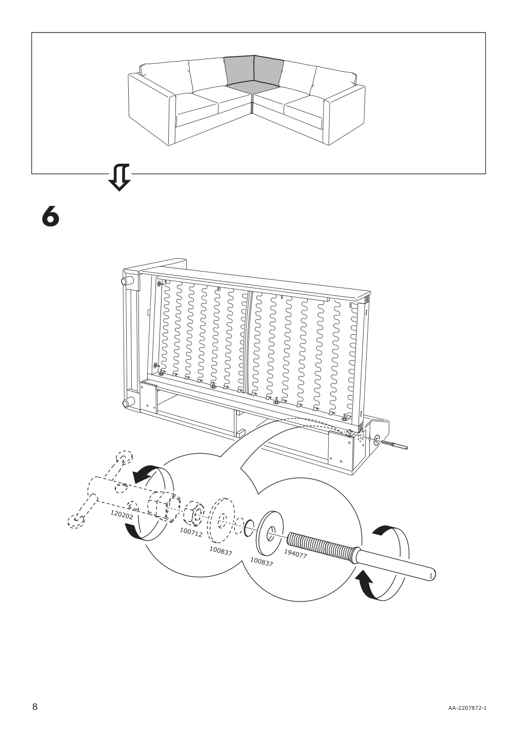 Assembly instructions for IKEA Finnala corner section grann bomstad golden brown | Page 8 - IKEA FINNALA sectional, 4-seat corner 294.091.78