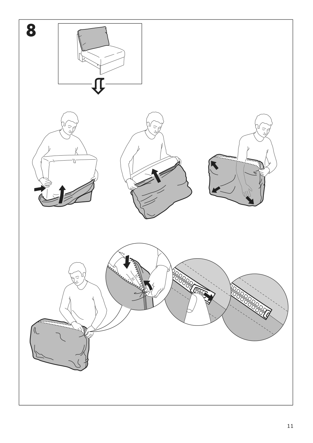 Assembly instructions for IKEA Finnala cover for 1 seat section orrsta black blue | Page 11 - IKEA FINNALA sectional, 4-seat corner 693.192.46