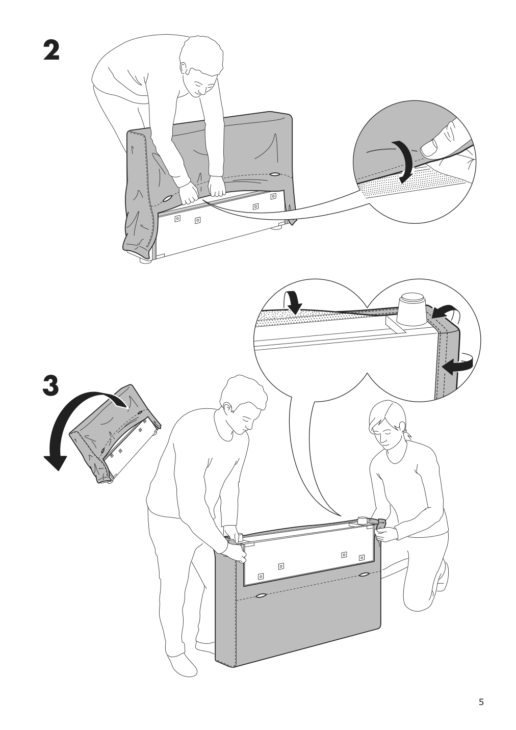 Assembly instructions for IKEA Finnala cover for armrest gunnared medium gray | Page 5 - IKEA FINNALA crnr sleeper sofa, 5-seat w chaise 095.756.73