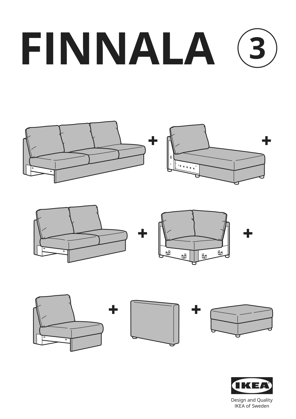 Assembly instructions for IKEA Finnala cover for armrest gunnared beige | Page 1 - IKEA FINNALA sectional, 4-seat with chaise 995.757.15