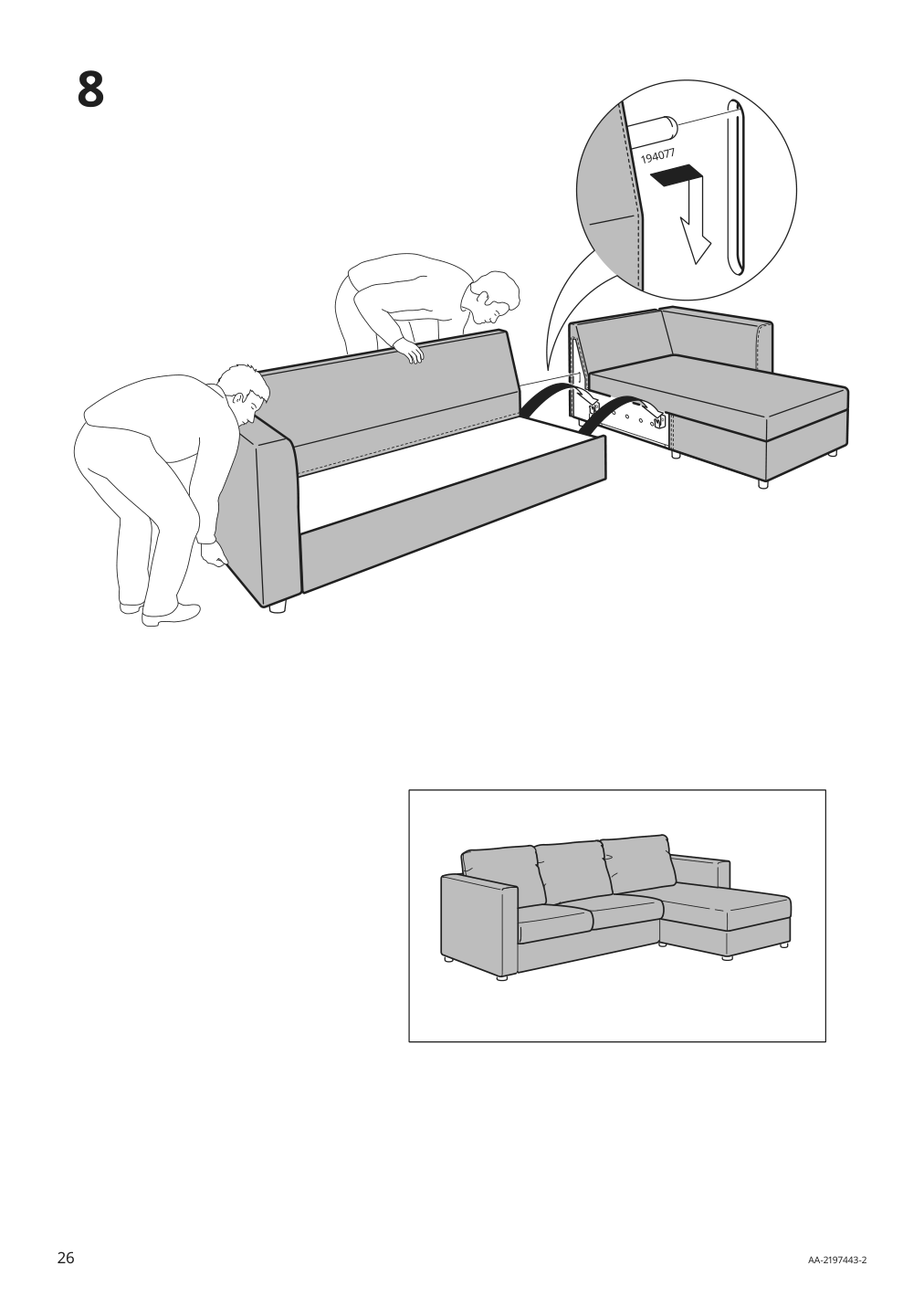 Assembly instructions for IKEA Finnala cover for armrest gunnared beige | Page 26 - IKEA FINNALA 3-seat sleeper sofa with chaise 095.756.92