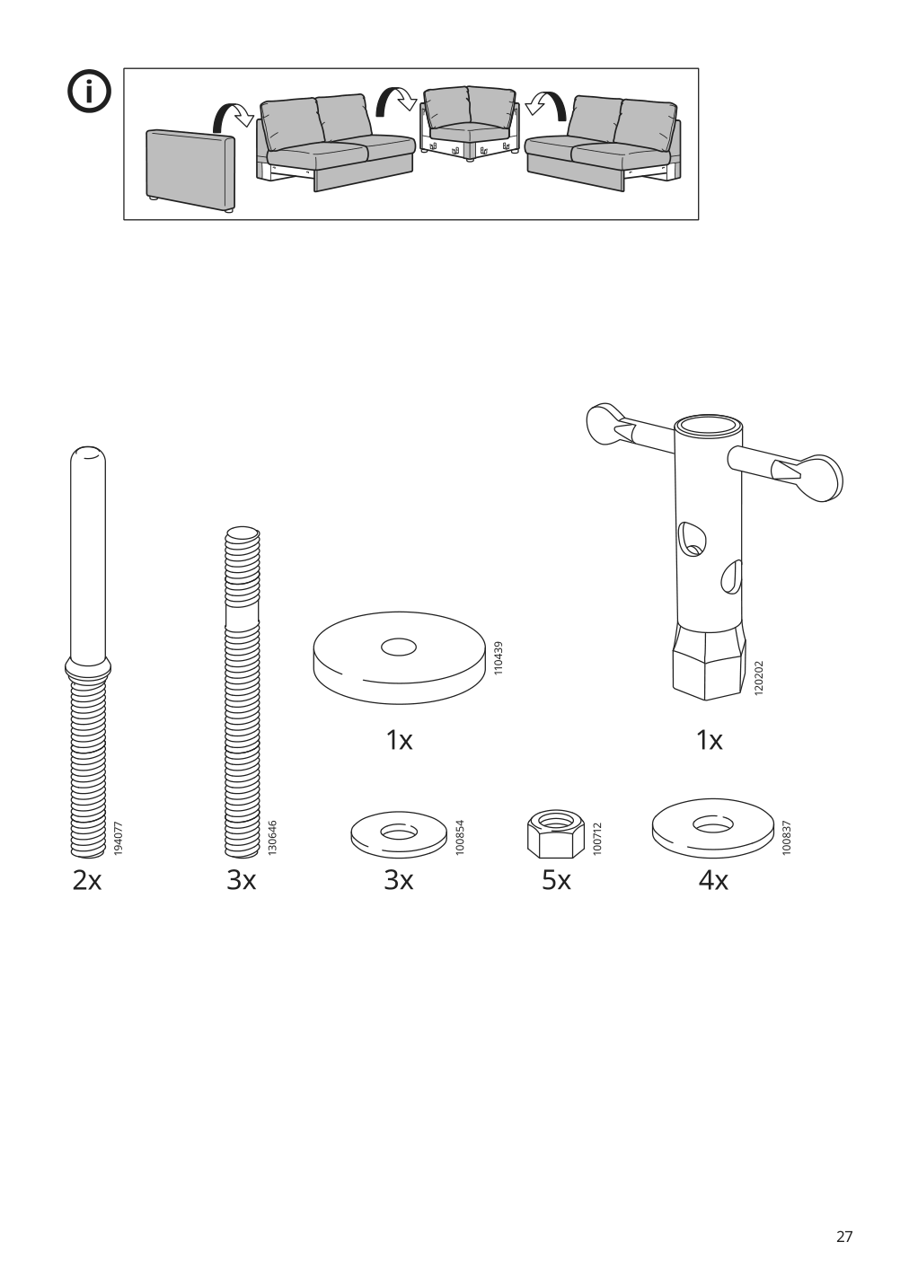 Assembly instructions for IKEA Finnala cover for armrest gunnared beige | Page 27 - IKEA FINNALA sofa with chaise 595.757.03