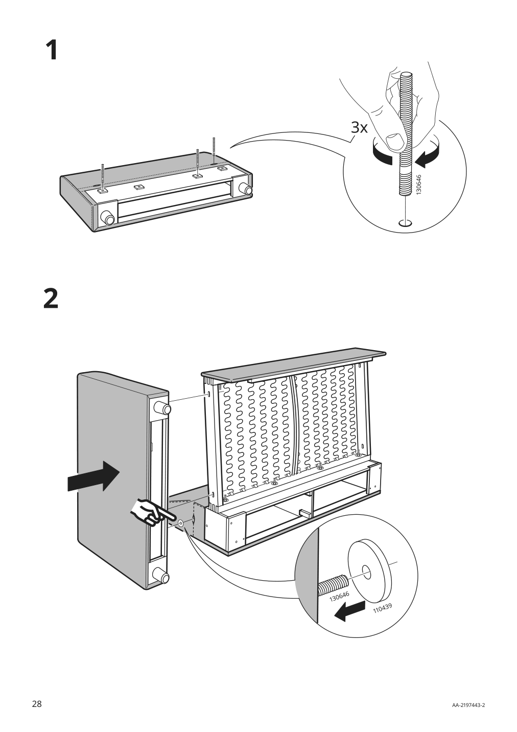 Assembly instructions for IKEA Finnala cover for armrest gunnared beige | Page 28 - IKEA FINNALA 3-seat sleeper sofa with chaise 095.756.92