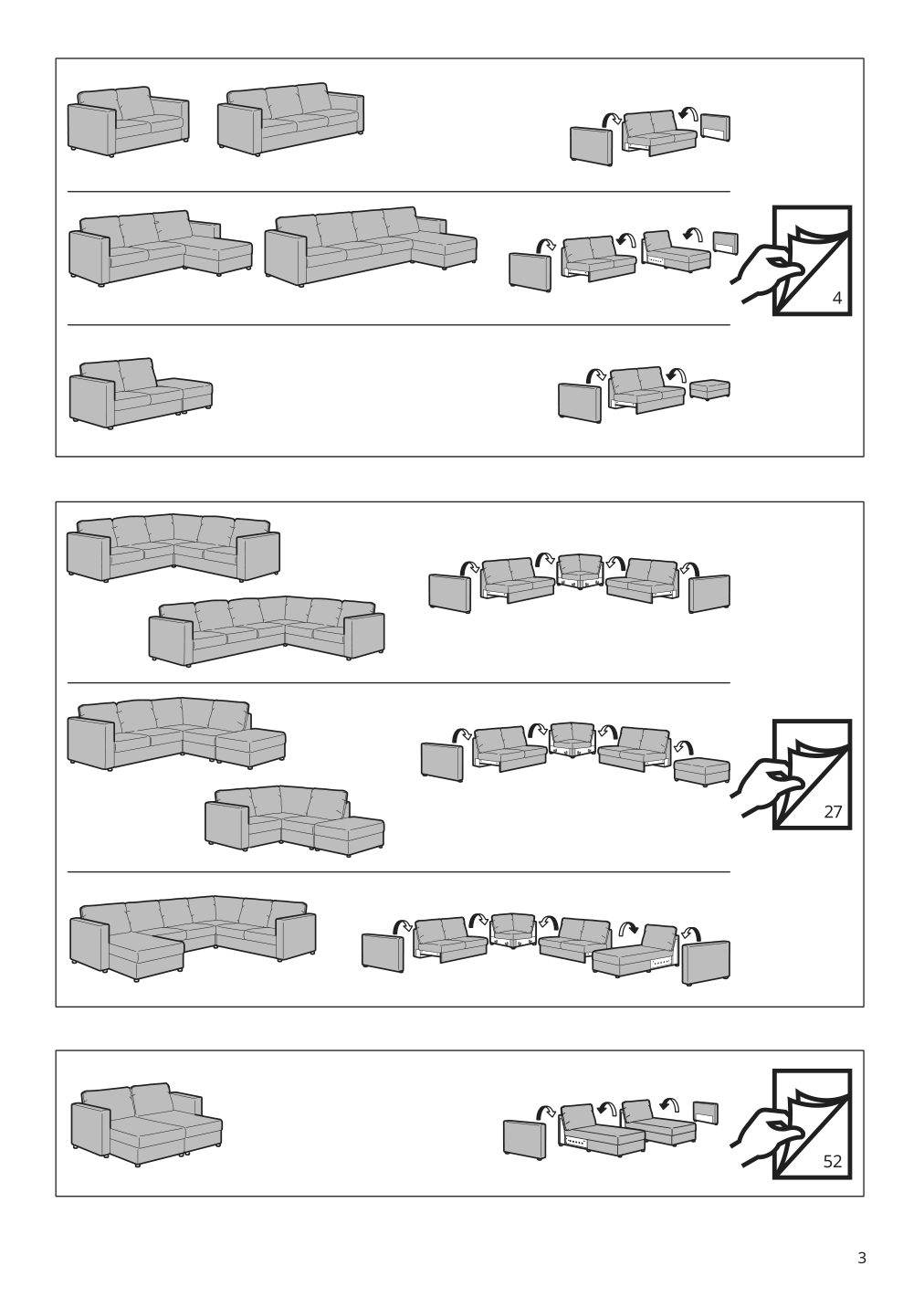 Assembly instructions for IKEA Finnala cover for armrest gunnared beige | Page 3 - IKEA FINNALA sofa 993.190.99