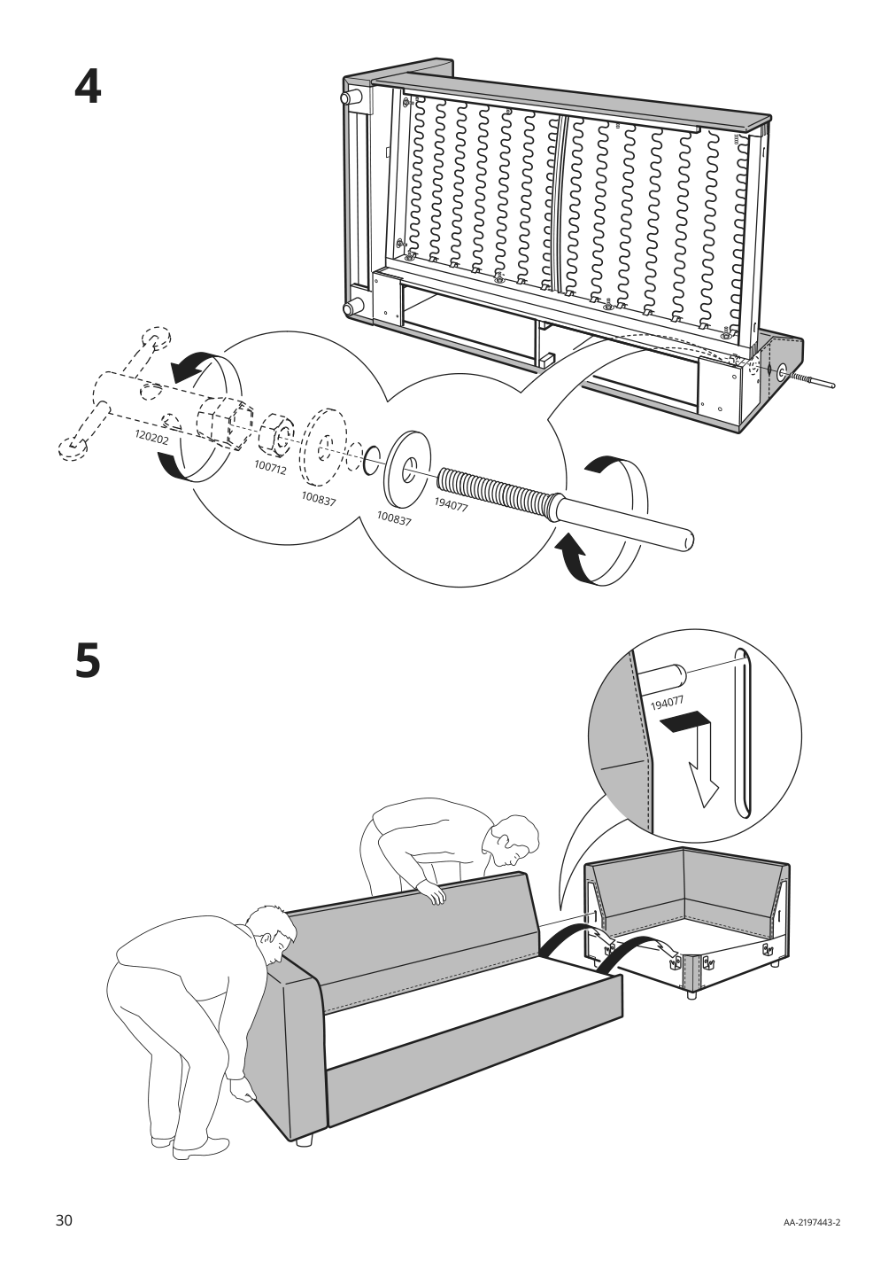 Assembly instructions for IKEA Finnala cover for armrest gunnared beige | Page 30 - IKEA FINNALA sectional, 4-seat 493.192.14