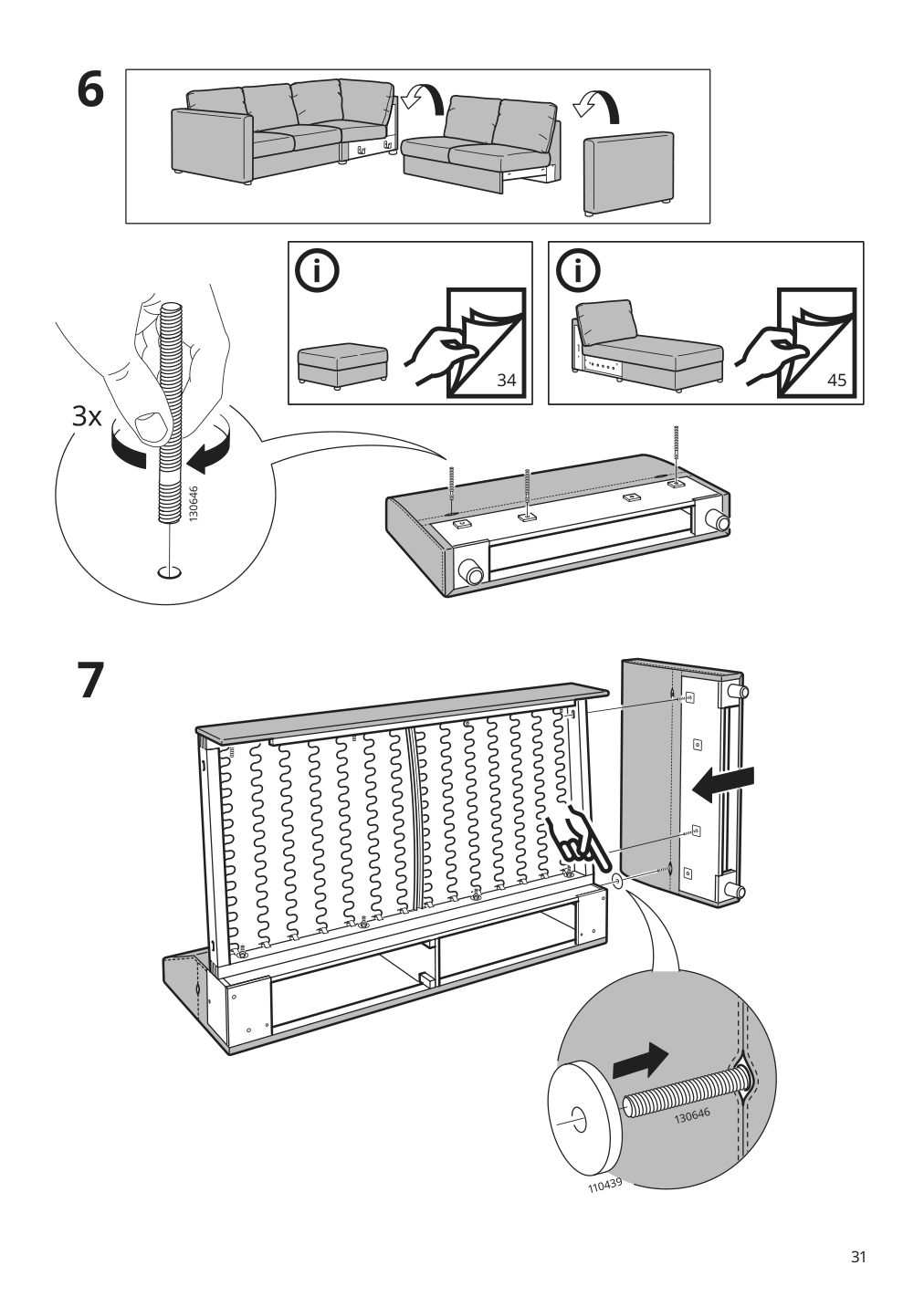 Assembly instructions for IKEA Finnala cover for armrest gunnared beige | Page 31 - IKEA FINNALA sofa 093.361.21