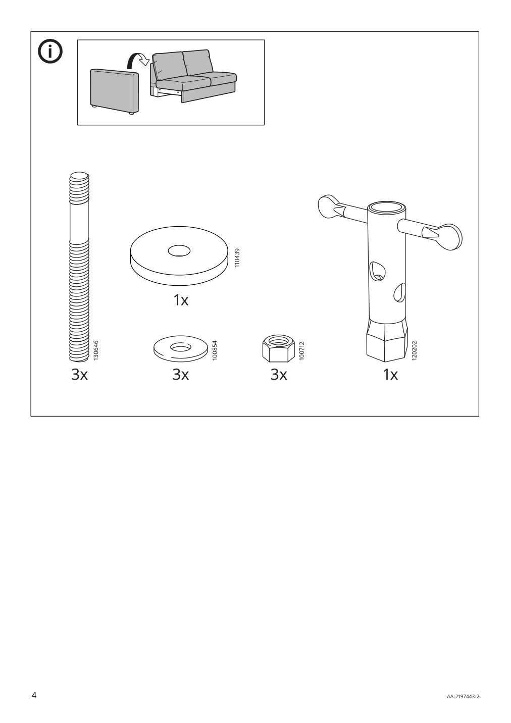 Assembly instructions for IKEA Finnala cover for armrest gunnared beige | Page 4 - IKEA FINNALA sleeper sofa 595.428.83