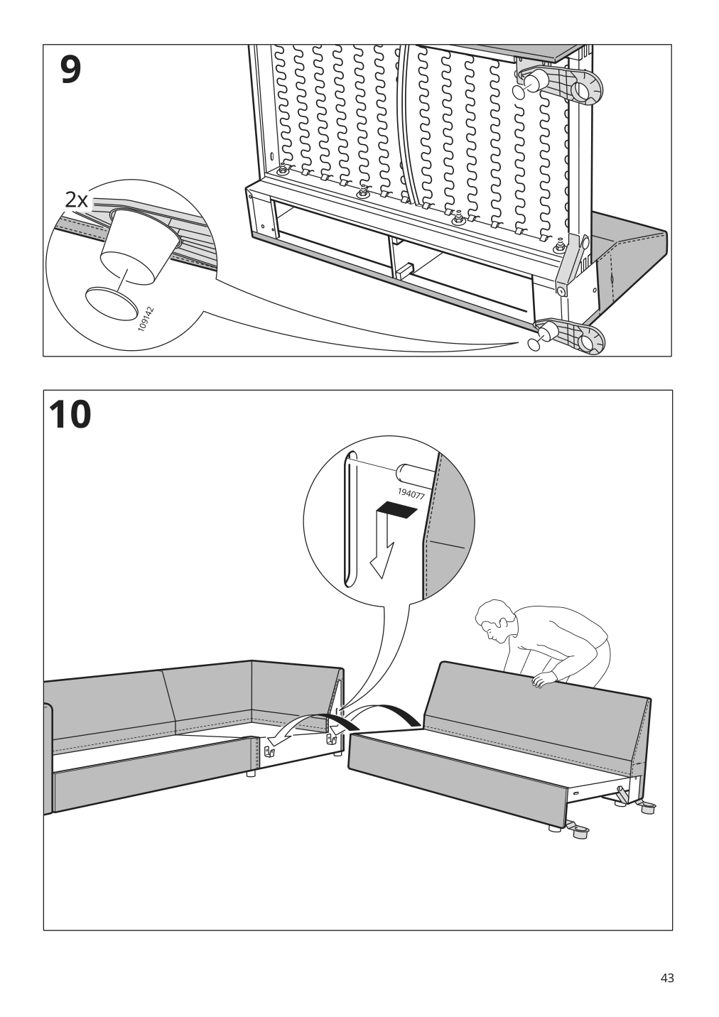 Assembly instructions for IKEA Finnala cover for armrest gunnared beige | Page 43 - IKEA FINNALA chaise 893.192.93