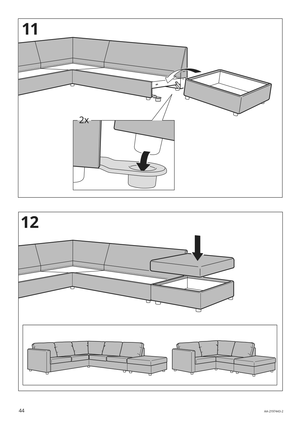 Assembly instructions for IKEA Finnala cover for armrest gunnared beige | Page 44 - IKEA FINNALA sectional, 5-seat corner 093.192.54