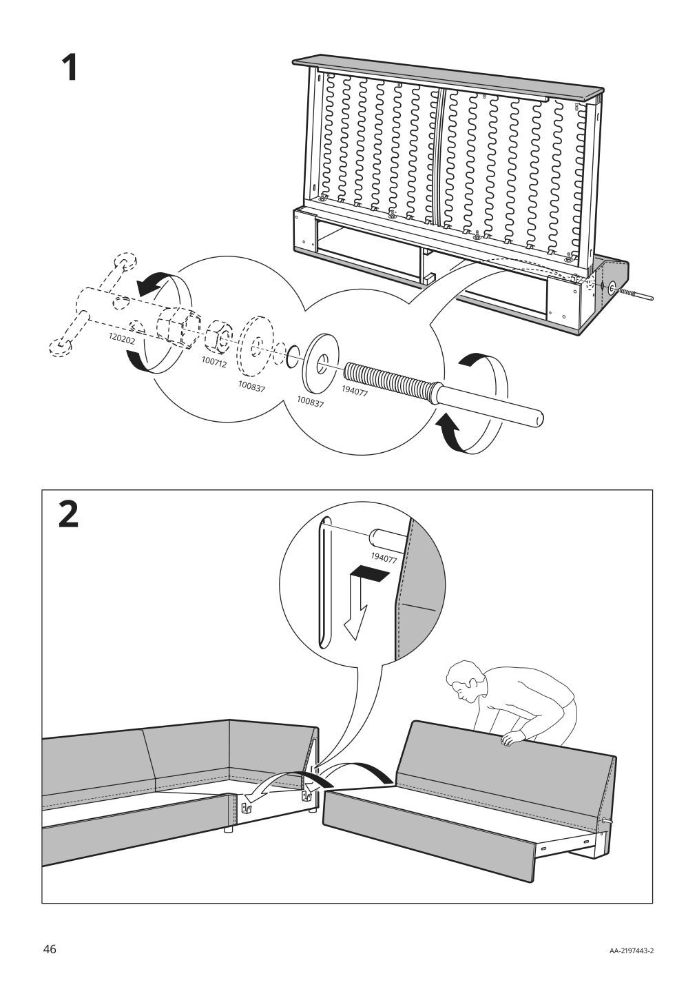 Assembly instructions for IKEA Finnala cover for armrest gunnared beige | Page 46 - IKEA FINNALA corner sectional, 5-seat w chaise 395.756.62