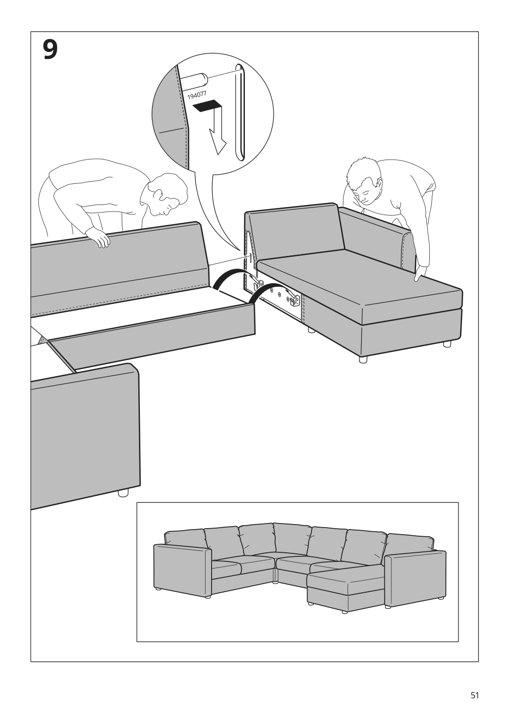 Assembly instructions for IKEA Finnala cover for armrest gunnared beige | Page 51 - IKEA FINNALA sofa 993.190.99