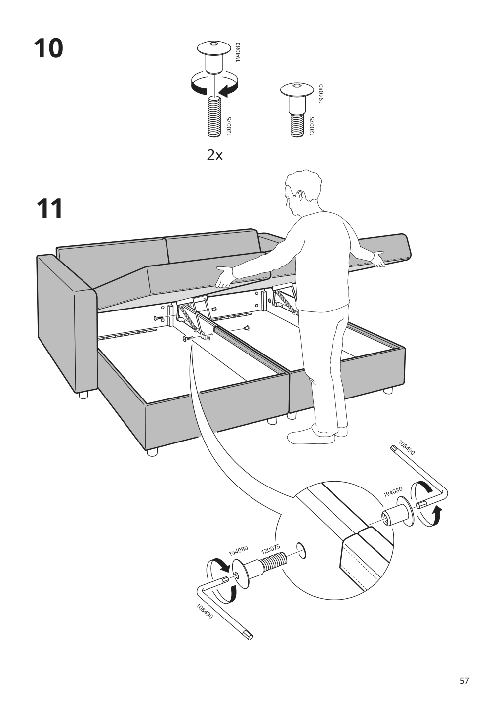 Assembly instructions for IKEA Finnala cover for armrest gunnared beige | Page 57 - IKEA FINNALA sofa 993.190.99