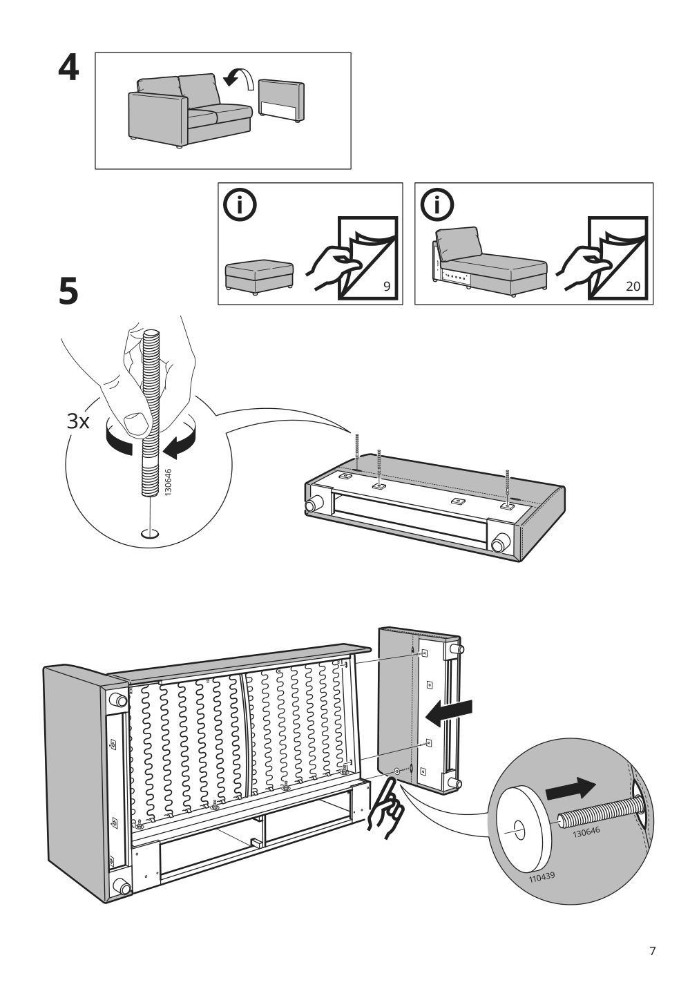 Assembly instructions for IKEA Finnala cover for armrest gunnared beige | Page 7 - IKEA FINNALA sleeper sofa 595.428.83