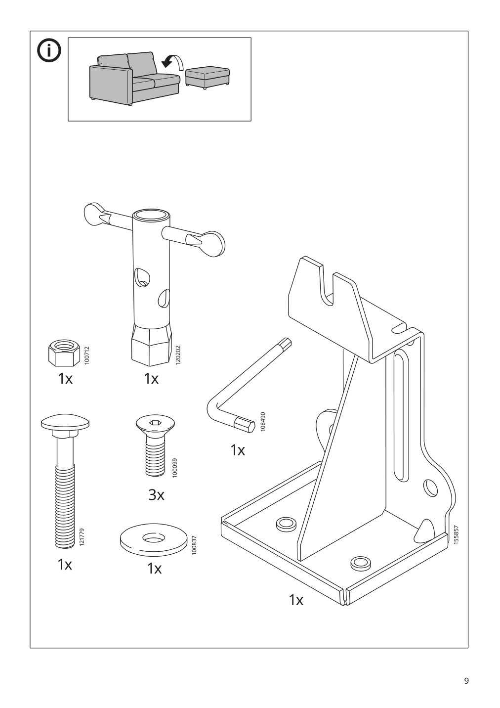 Assembly instructions for IKEA Finnala cover for armrest gunnared beige | Page 9 - IKEA FINNALA chaise cover 193.198.66